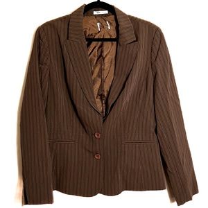 Womens Brown Striped Blazer